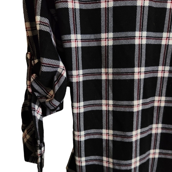 Trovare SMALL black white red plaid button-down shirt shacket westerncore - Picture 8 of 12
